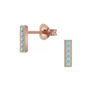 Aquamarine Stone Rose Gold Bar Earrings